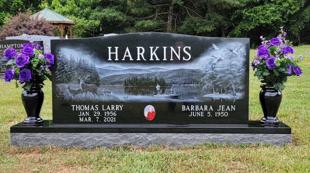 Double Upright Headstone | Jet Black Granite