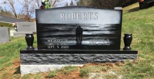 Double Upright Headstone | Jet Black Granite