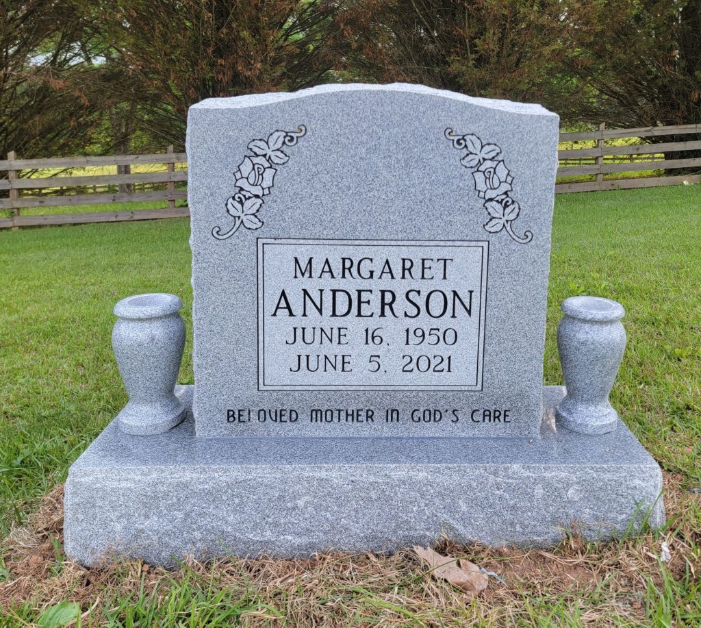 Single Upright Headstone with Vase