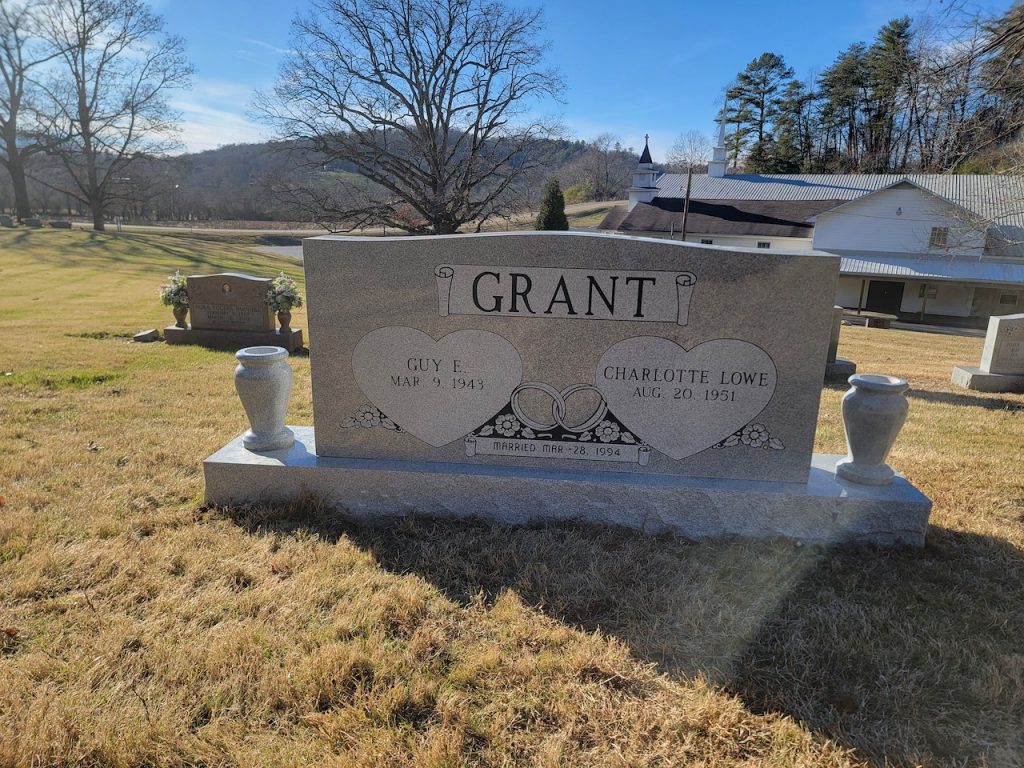 Double Upright Headstone | Grey Granite