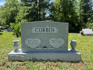 Double Upright Headstone | Grey Granite