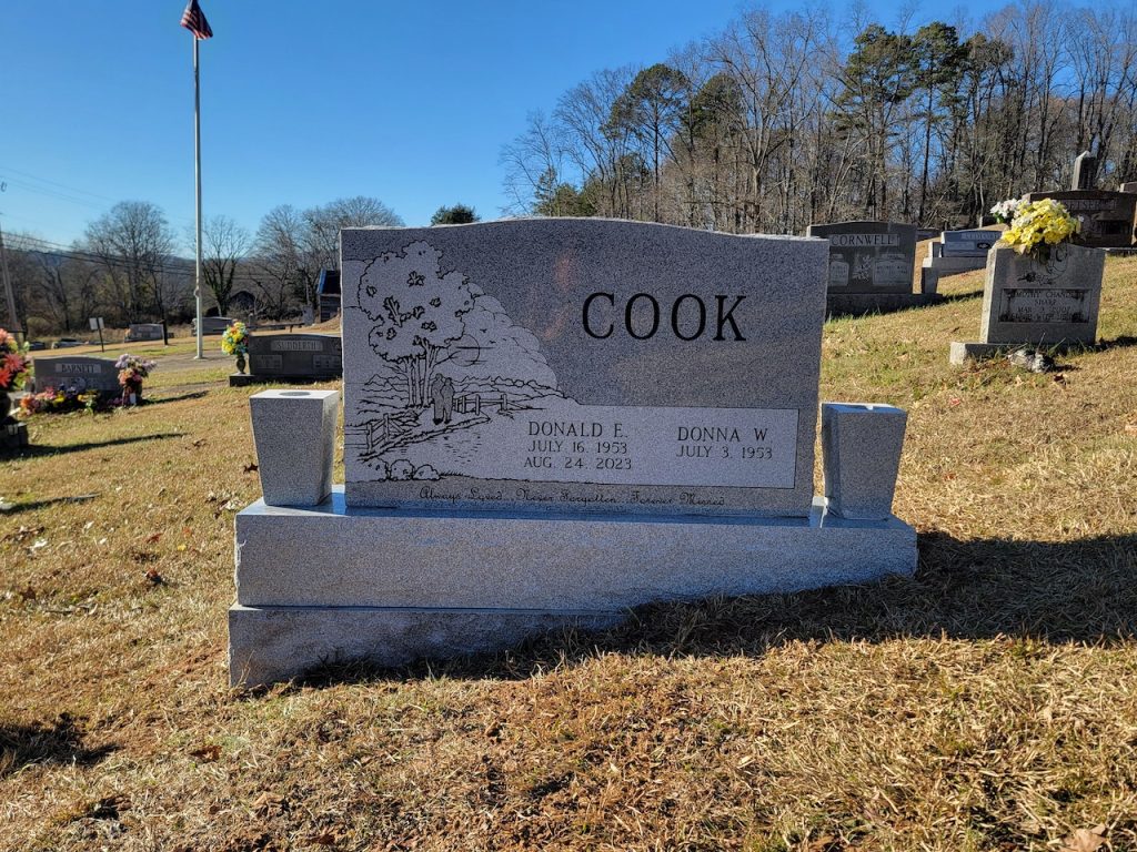 Double Upright Headstone with Vase | Georgia Grey