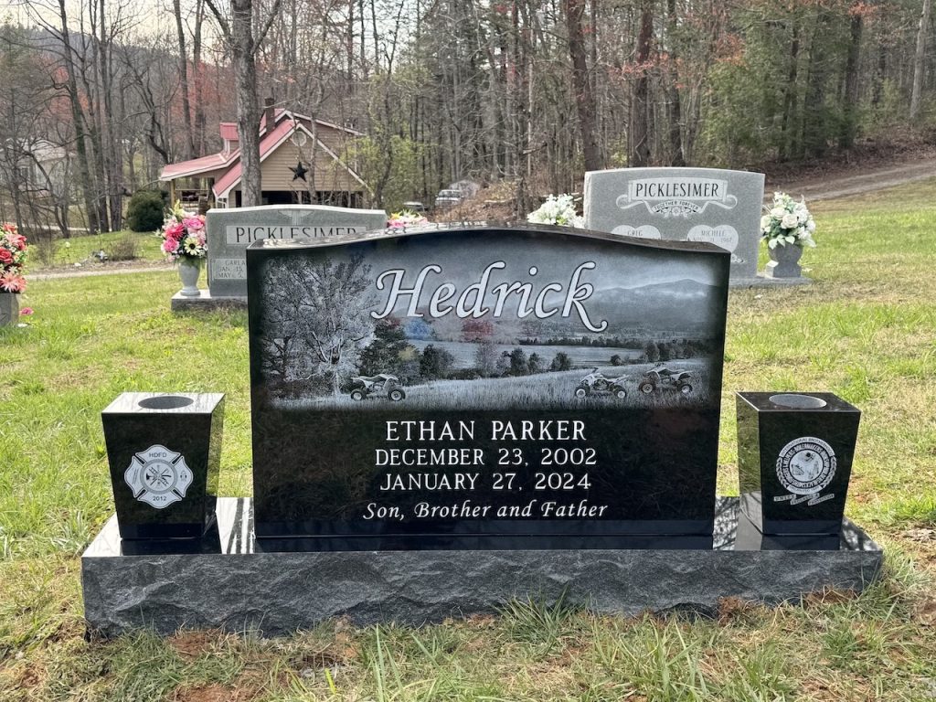 Single Upright Headstone | Jet Black Granite