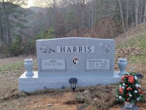 Double Upright Headstone | Georgia Grey Granite with Vase