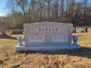 Double Upright Headstone | Georgia Grey Granite with Vase