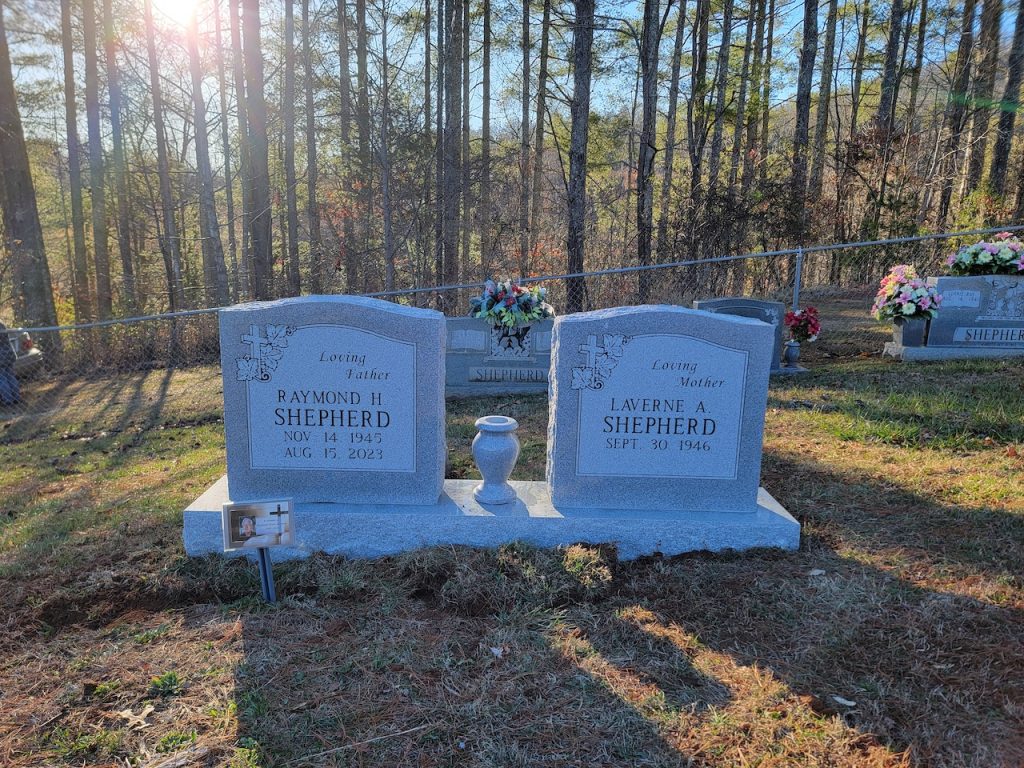 Double Upright Headstone with Vase