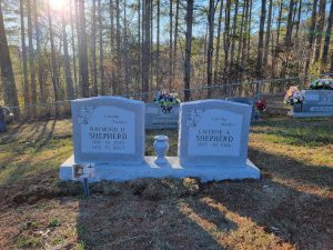 Double Upright Headstone with Vase