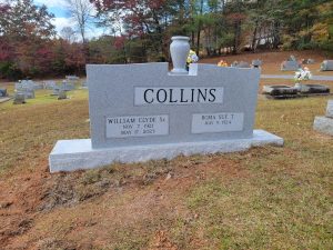 Double Upright Headstone | Notch Top | Georgia Grey Granite