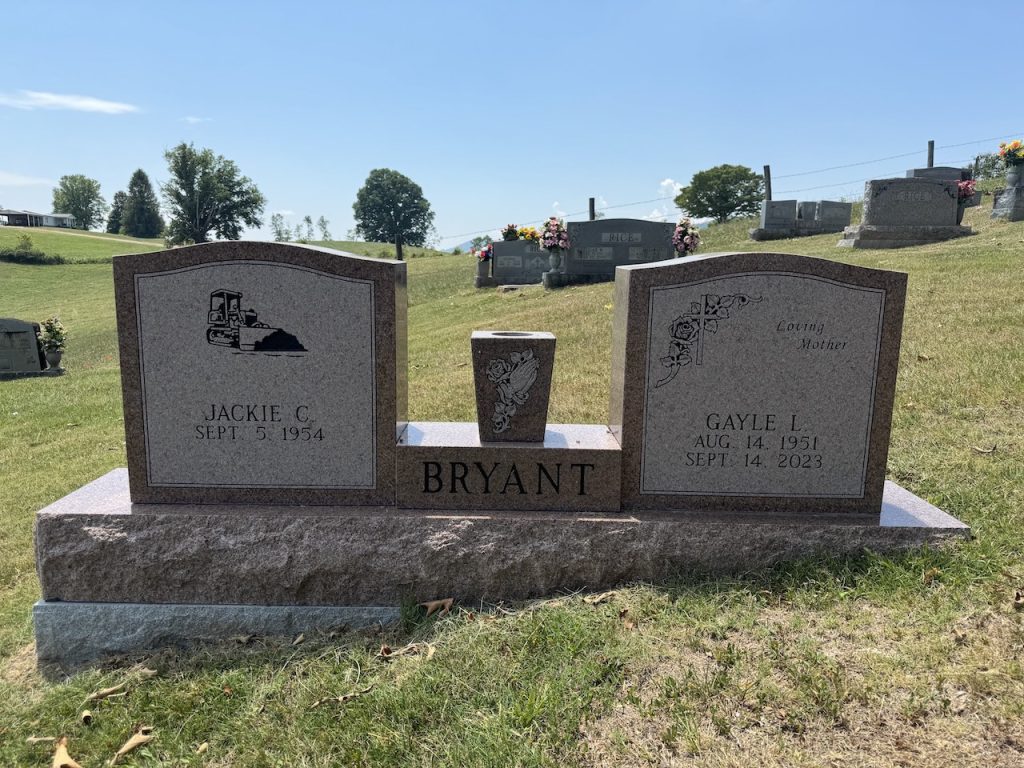 Double Upright Wing Set Headstone | Morning Rose Granite